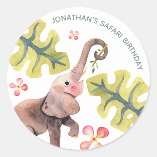 Wild Safari Zoo Birthday Classic Round Sticker (Vorderseite)