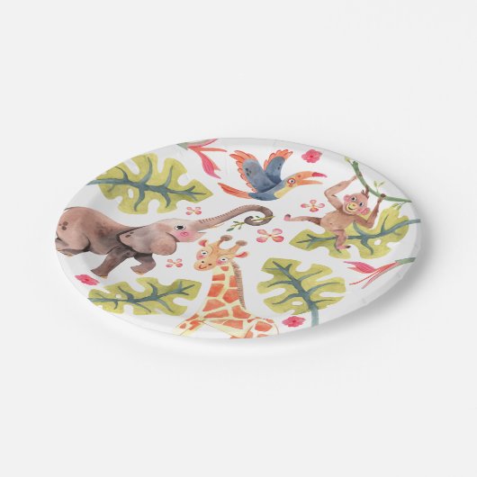 Wild Safari Zoo Birthday Paper Tellers Pappteller (Schrägansicht)