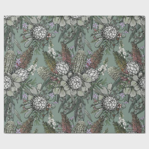 Wild Sage Bush Blume Bouquet - Protea & Grevillea Geschenkpapier