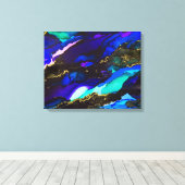 Wild schwarze und Lila alkoholfarbene Malerei Leinwanddruck (Insitu (Holzboden))