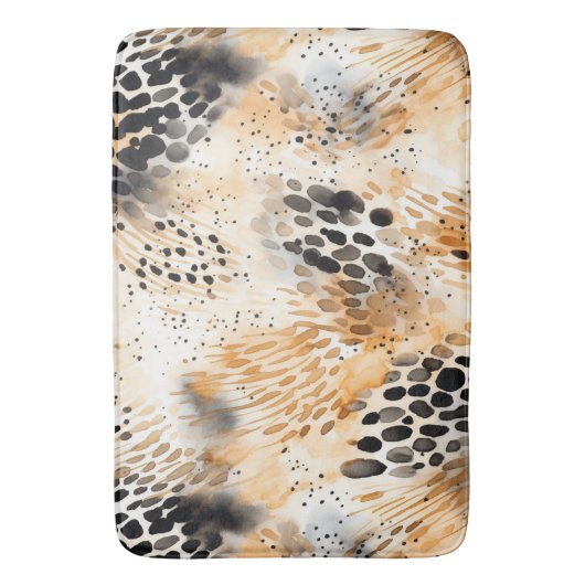 Wild Schwarzer Cream Leopard Badematte (Vorderseite Vertikal)