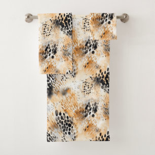 Wild Schwarzer Cream Leopard Badhandtuch Set