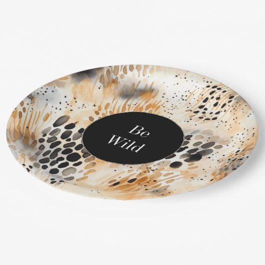 Wild Schwarzer Cream Leopard Pappteller (Schrägansicht)