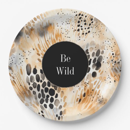 Wild Schwarzer Cream Leopard Pappteller (Vorderseite)