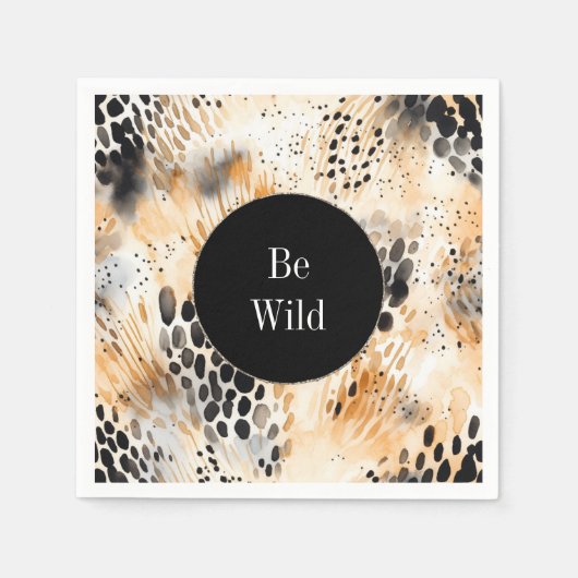 Wild Schwarzer Cream Leopard Serviette (Vorderseite)