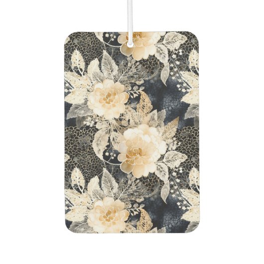 Wild Schwarzer Cream Leopard Tier Floral Autolufterfrischer (Vorderseite)