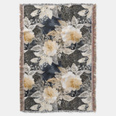 Wild Schwarzer Cream Leopard Tier Floral Decke (Vorderseite Vertikal)