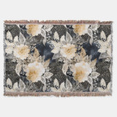 Wild Schwarzer Cream Leopard Tier Floral Decke (Vorderseite)