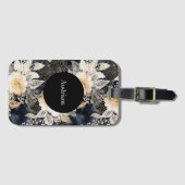 Wild Schwarzer Cream Leopard Tier Floral Gepäckanhänger (Vorderseite (Horizontal))