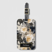 Wild Schwarzer Cream Leopard Tier Floral Gepäckanhänger (Vorderseite Vertikal)