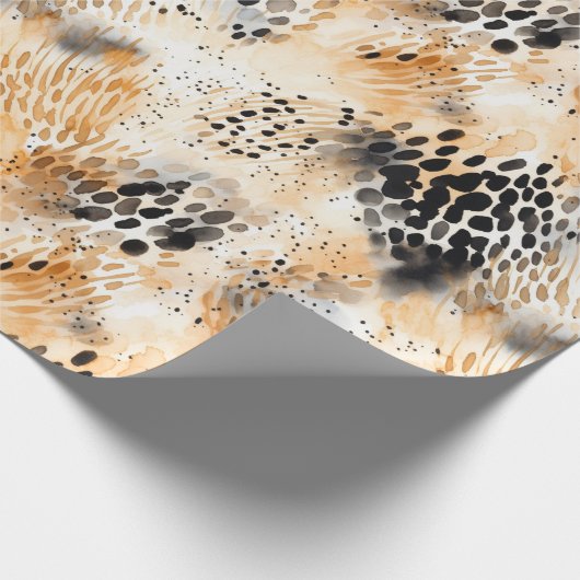 Wild Schwarzer Cream Leopard Tier Floral Geschenkpapier (Ecke)