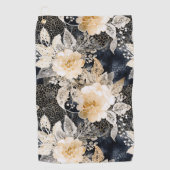 Wild Schwarzer Cream Leopard Tier Floral Golfhandtuch (Vorderseite)