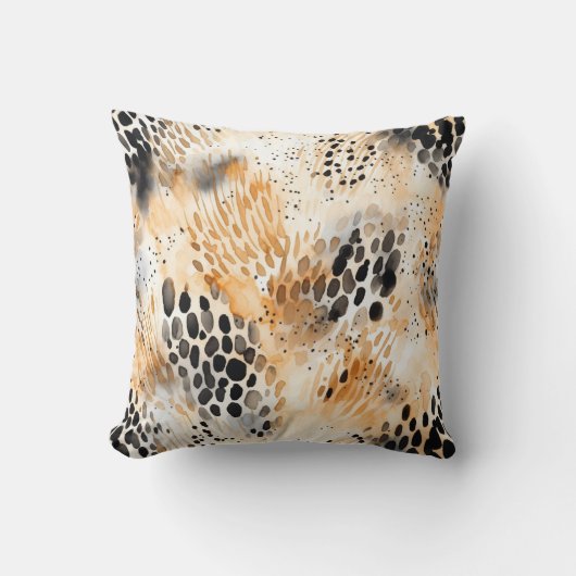 Wild Schwarzer Cream Leopard Tier Floral Kissen (Vorderseite)