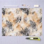 Wild Schwarzer Cream Leopard Tier Floral Seidenpapier (Handwerk)
