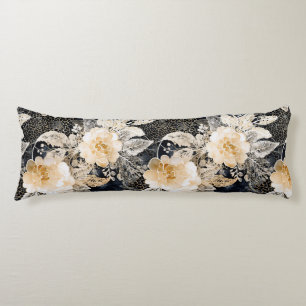 Wild Schwarzer Cream Leopard Tier Floral Seitenschläferkissen