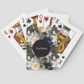 Wild Schwarzer Cream Leopard Tier Floral Spielkarten (Rückseite)
