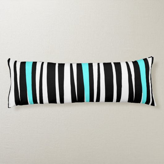 Wild! Schwarzer u. weißer Zebra Stripes w-Aqua Seitenschläferkissen (Rückseite)