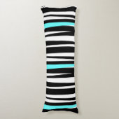 Wild! Schwarzer u. weißer Zebra Stripes w-Aqua Seitenschläferkissen (Vorderseite Vertikal)
