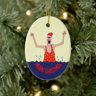 Wild schwimmen Frau Weihnachten Keramik Ornament