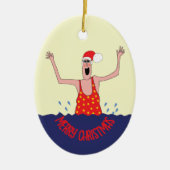 Wild schwimmen Frau Weihnachten Keramik Ornament (Vorne)