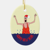 Wild schwimmen Frau Weihnachten Keramik Ornament (Hinten)