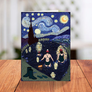 Wild schwimmen Van Gogh Starry Night Geburtstag Karte
