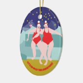 Wild Schwimmen Weihnachtsdekoration Keramik Ornament (Links)
