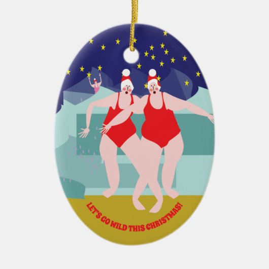Wild Schwimmen Weihnachtsdekoration Keramik Ornament (Vorne)