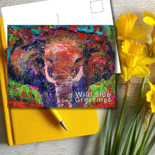 Wild Side Greetings Abstrakt Elephant Postkarte