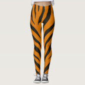 Wild Side Tiger Print Orange Black Halloween Leggings (Vorderseite)