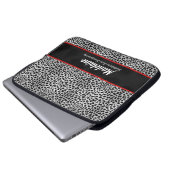 Wild Silver Cheetah Print mit roten Akzenten Laptopschutzhülle (Vorne Knopf)