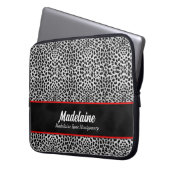 Wild Silver Cheetah Print mit roten Akzenten Laptopschutzhülle (Vorderseite Links)