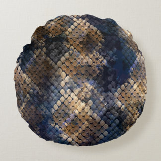 Wild Snakeskin Wasserfarbe Nahtlose Gestaltung Rundes Kissen