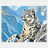 Wild Snow Leopard Design Fleecedecke (Vorderseite (Horizontal))