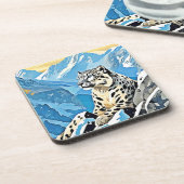 Wild Snow Leopard Design Getränkeuntersetzer (Linke Seite)