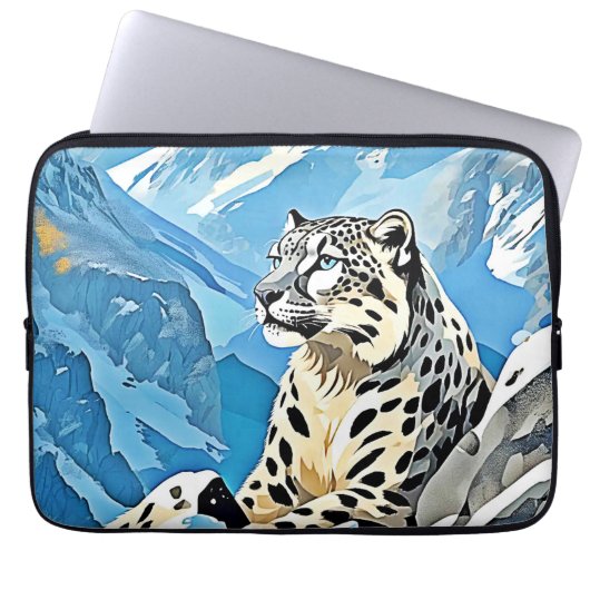 Wild Snow Leopard Design Laptopschutzhülle (Vorderseite)