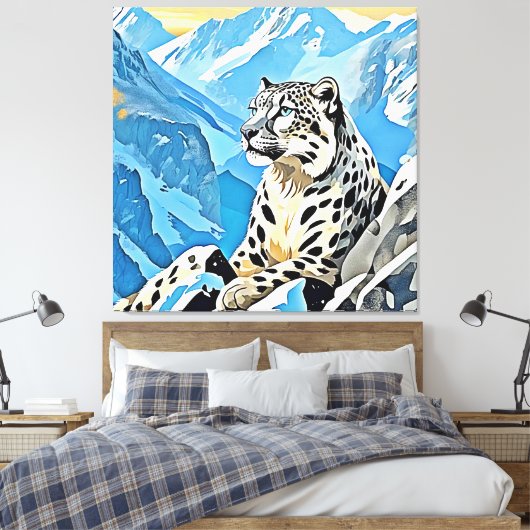 Wild Snow Leopard Design Leinwanddruck (Insitu (Schlafzimmer))