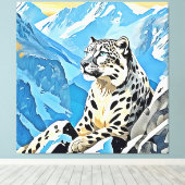 Wild Snow Leopard Design Leinwanddruck (Insitu (Holzboden))