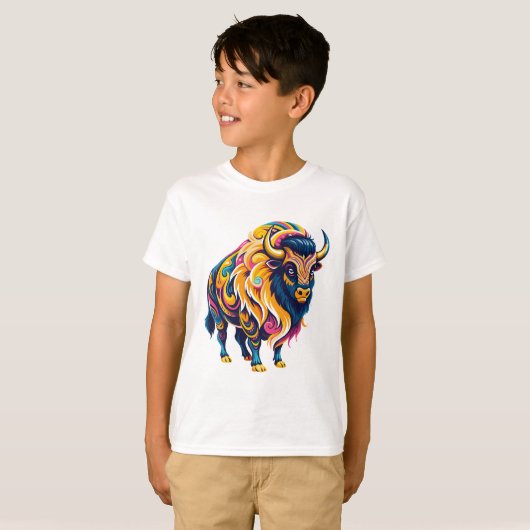 Wild Spirit Neon Bison T-Shirt (Vorne ganz)