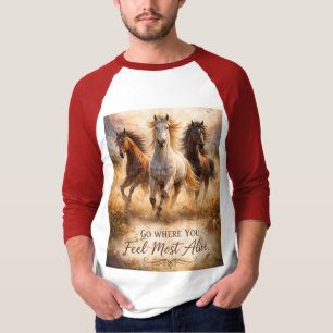 Wild Spirit Running Horses Motivational Raglan ... T-Shirt
