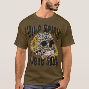 Wild Spirit Sweet Soul Skull Cheetah Sonnenblumen T-Shirt