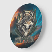 Wild Spirit Wolf - Wall Clock Große Wanduhr (Winkel)