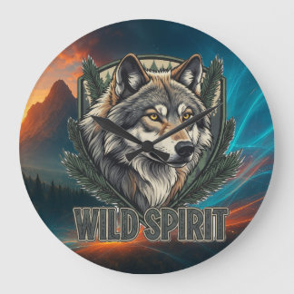 Wild Spirit Wolf - Wall Clock Große Wanduhr
