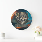 Wild Spirit Wolf - Wall Clock Große Wanduhr (Zuhause)