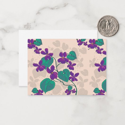 Wild Spring Violets Note Card Mitteilungskarte (Vorderseite/Rückseite Beispiel)