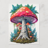 Wild Sprouting Psychedelic Mushrooms Art Postkarte (Vorderseite)