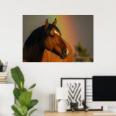 Wild Stallion, Golden Light and Rainbow Poster (Heimbüro)