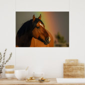 Wild Stallion, Golden Light and Rainbow Poster (Küche)