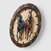 Wild Stallions Canyon Faux Wood Große Wanduhr (Winkel)