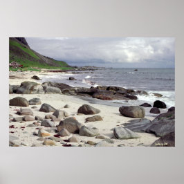 Wild Stony Beach in Norwegen Poster